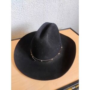 Stetson Men's Vintage Cowboy Hat 100% Wool Black Split Rail 334 Rim Brim Rare